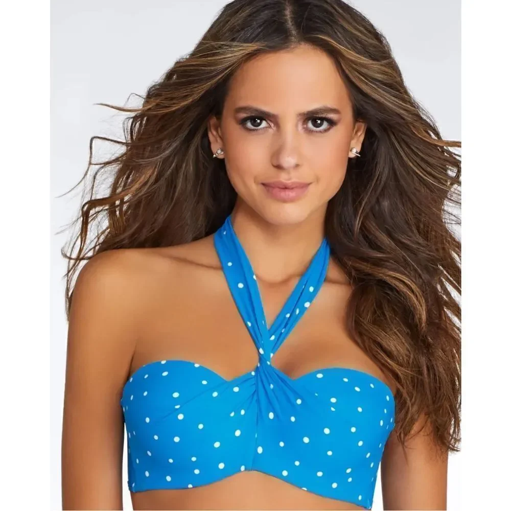 New. Coco Reef 36/38D blue polka dot five way bikini top.